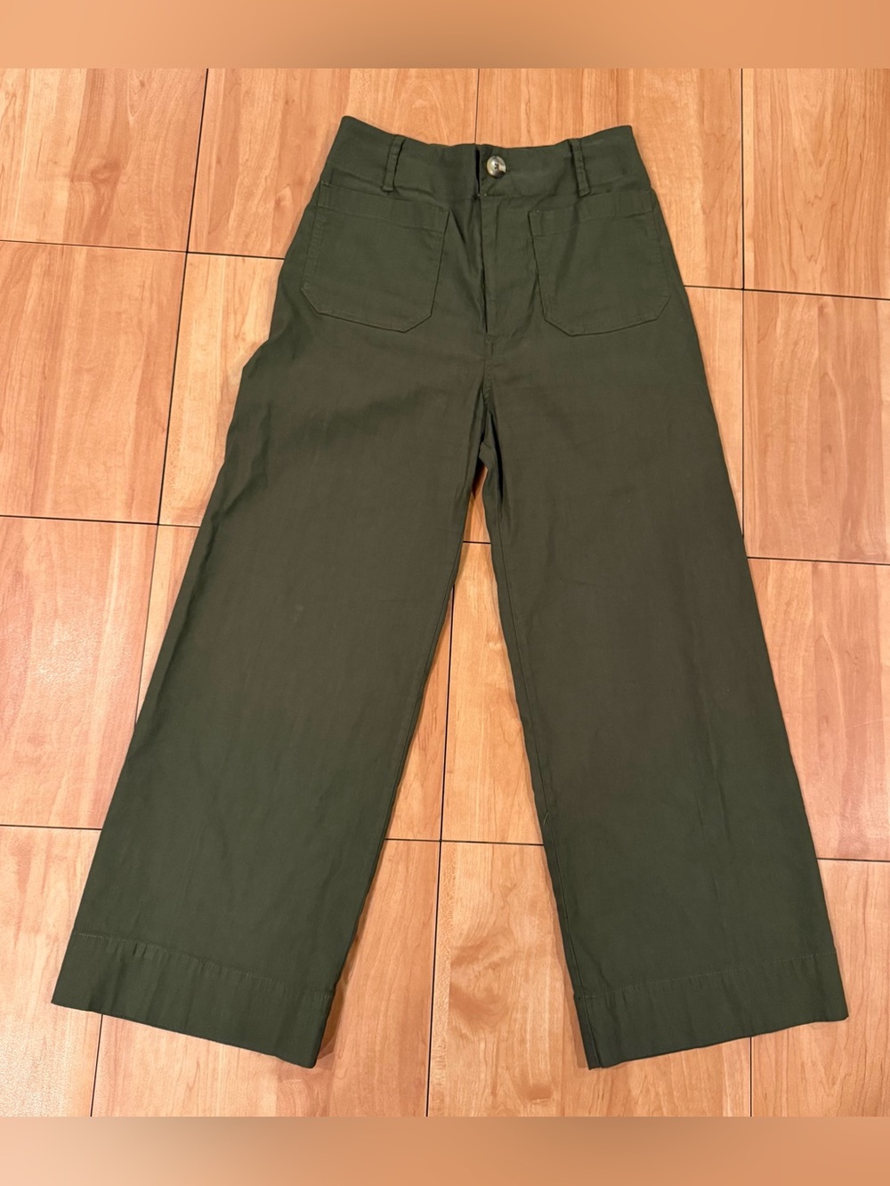 Anthropologie Maeve Colette Olive Wide Leg Pants Size 28 - Picture 2 of 5